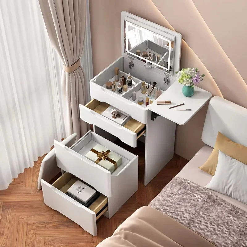 

Bedroom Dressing Table, Flip-up Mirror, Front Modern Simple Multi-functional Internet Celebrity Storage Cabinet, Dressing Table