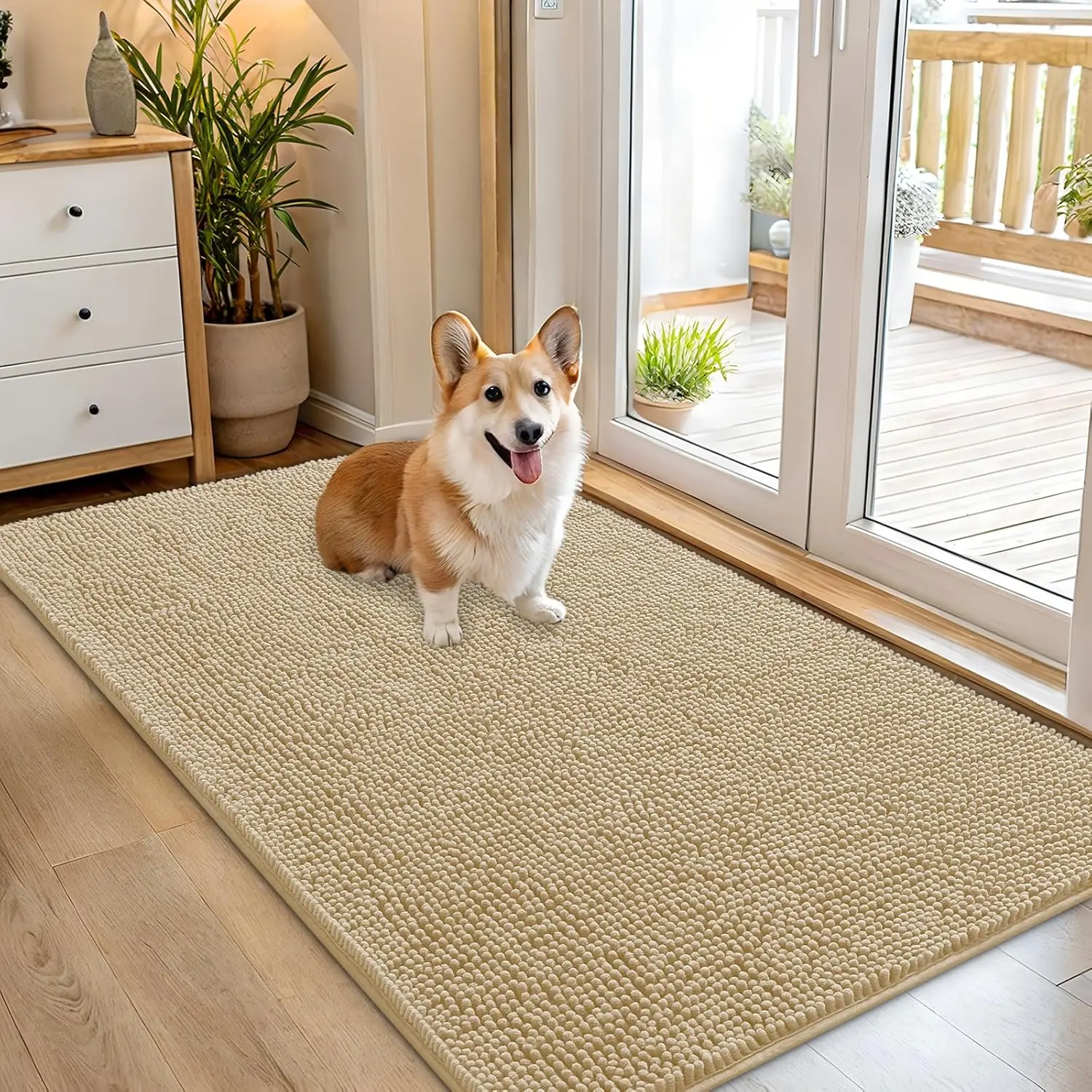 

Absorbent Non-Slip Washable Doormat for Dogs, Quick Dry Chenille Mud Mat, Indoor Entryway Carpet for Floor