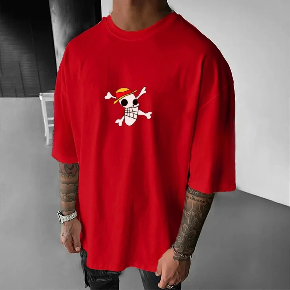 Übergroßes One Piece Basic T-Shirt Mann Grafik T-Shirt Anime Streetwear Damen Kurzarm T-Shirt Baumwolle Lose Y2k Kleidung Tops Sommer