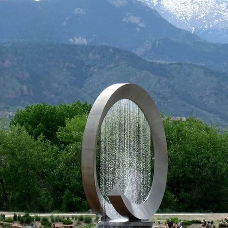Outdoor giant stainless steel water function fountain Large metal steel fountain
