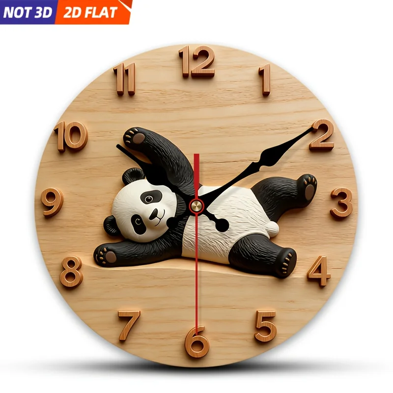

2D плоский. 1 шт. Настенные часы в стиле панды, бесшумные декоративные часы, креативные настенные часы, подходят для украшения спален, гостиных.