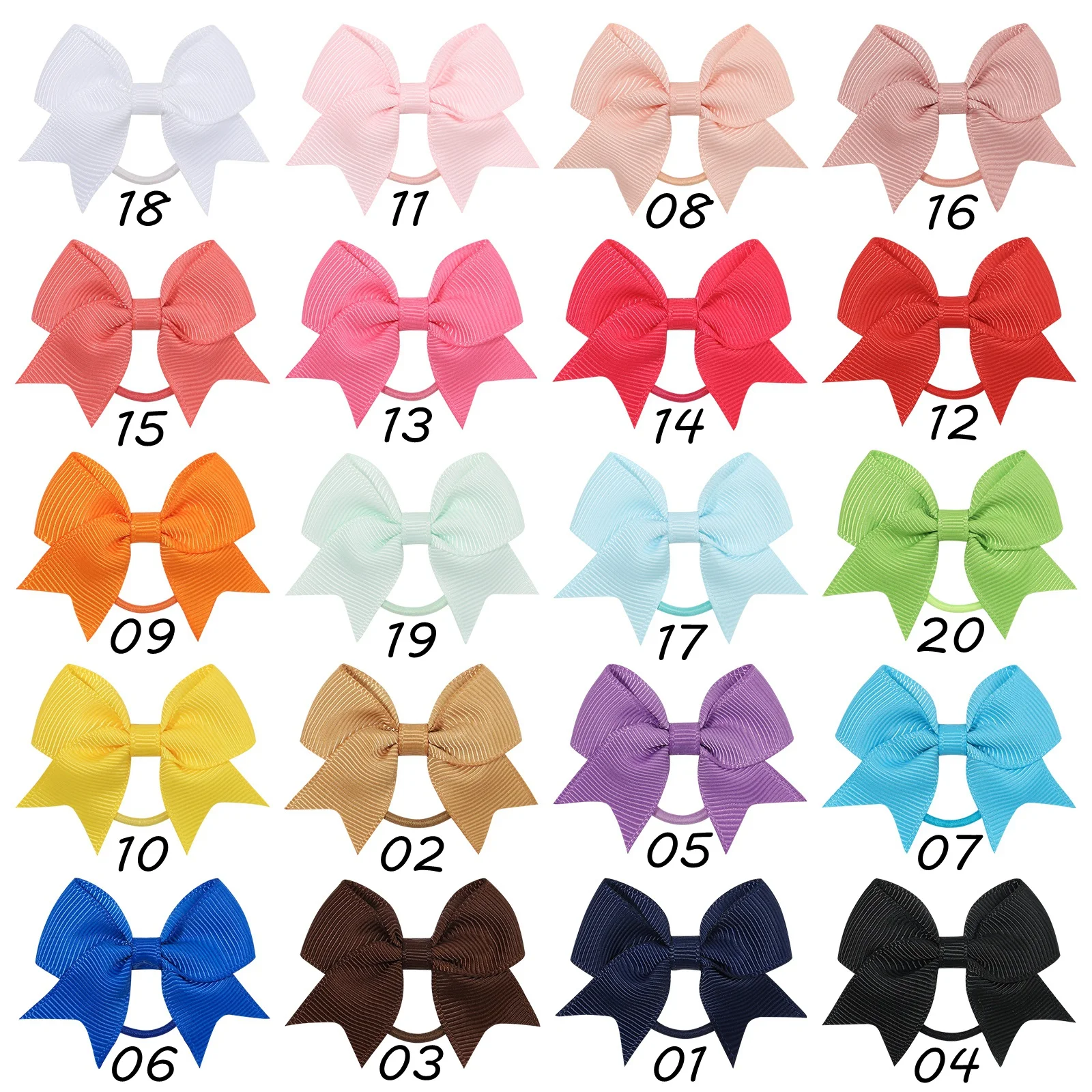 10Pcs/lot Grosgrain Ribbon Pigtail Hair Bows Elastic Hair Ties Hair Bands Holders New Year Hair Accessories for Baby Girls Gift