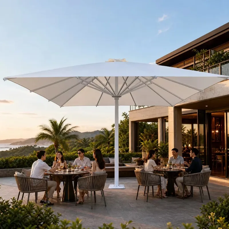 7M Luxury Large LED Foldable Waterproof Outdoor Umbrella, Suitable for Gyms and Hotels, Commercial Courtyard Fast Delivery