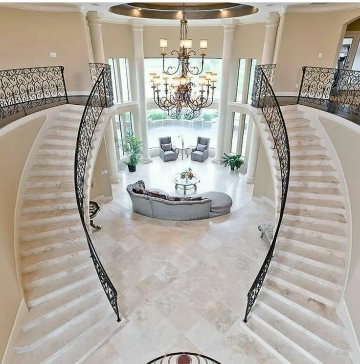 سلم حلزوني حديث مخصص مع درابزين معدني من الحديد المطاوع على شكل قوس زجاج منحني للشقق #2