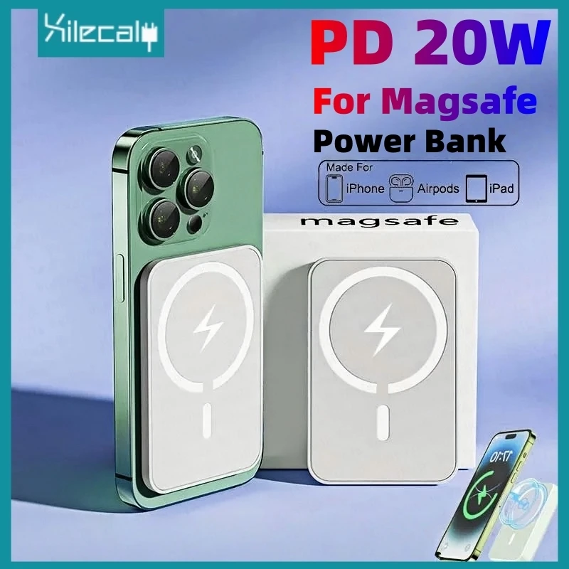 

Xilecaly For Magsafe Power Bank Magnetic Wireless Power Bank For iphone 17 16 15 PortableCharger External Auxiliary Battery Pack