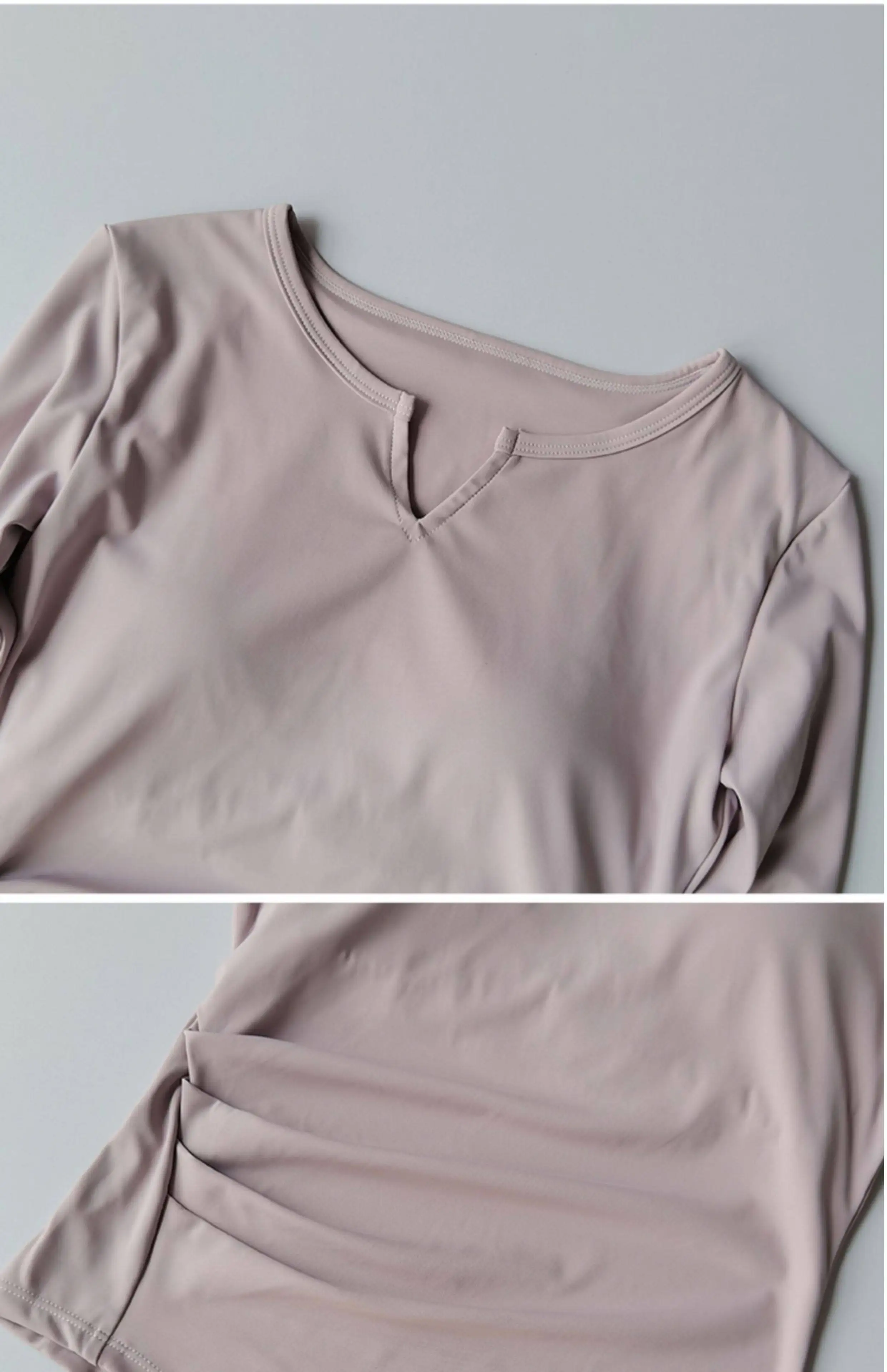 Damen V-Ausschnitt Eng Anliegendes Sexy Yoga-Oberteil Schnelltrocknend Schlankmachendes Fitness-Lauf-T-Shirt Lässiges Sport-Langarm-Mode-Top – Detail 16