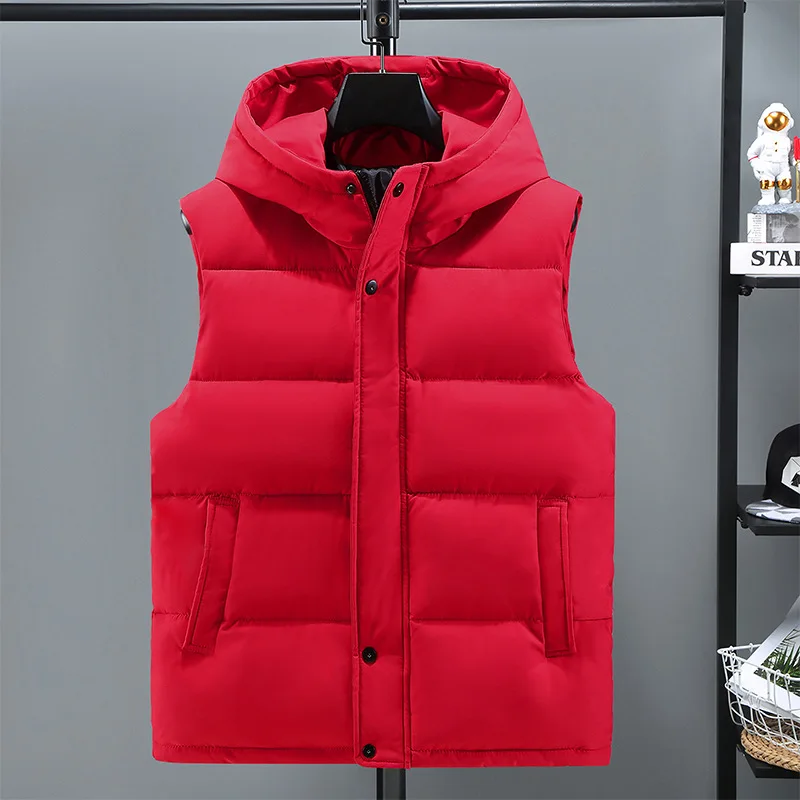 

ZOZOWANG Warm Autumn Winter Vest Jacket With Hood Men Fashion Clothing Korean Style Hooded Vest Coat Men's Sleeveless Waistcoat