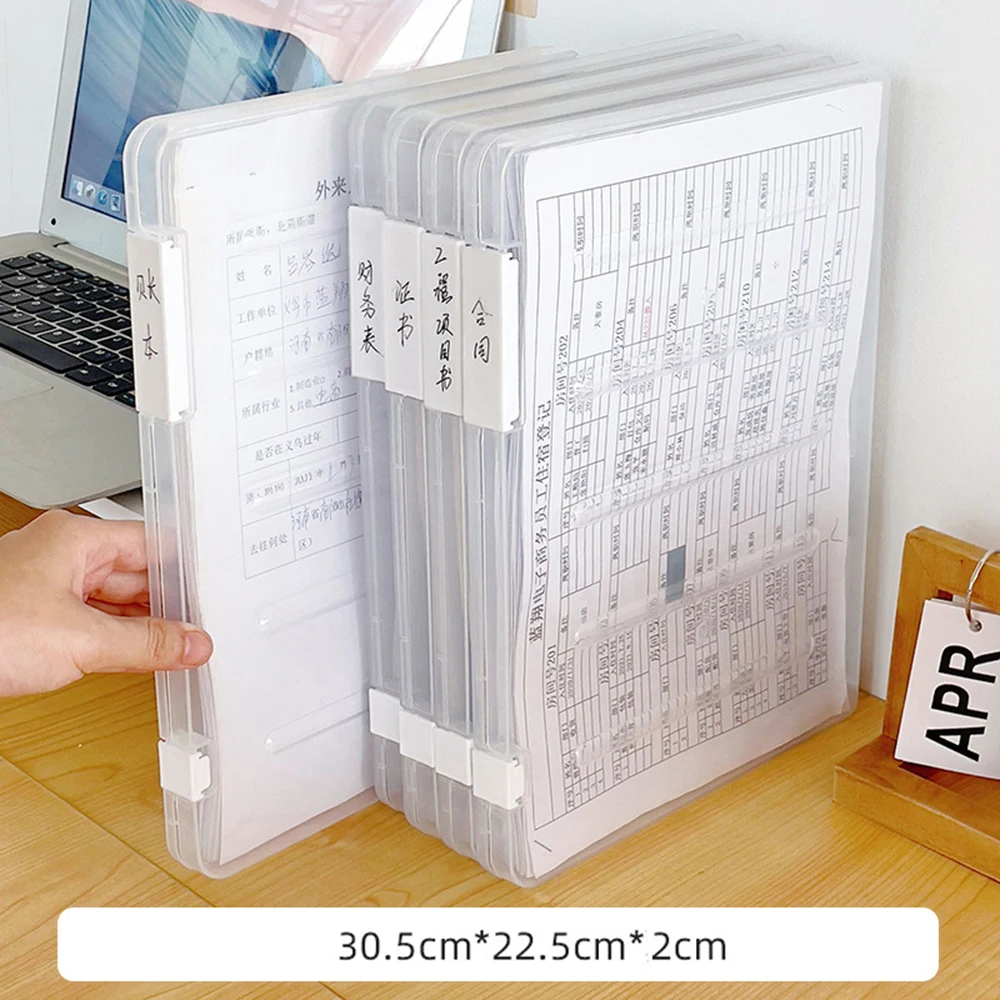 A4 File Storage Box PP Waterproof Transparent Document Storage Folder Organizer School Office for Stationery Supplies