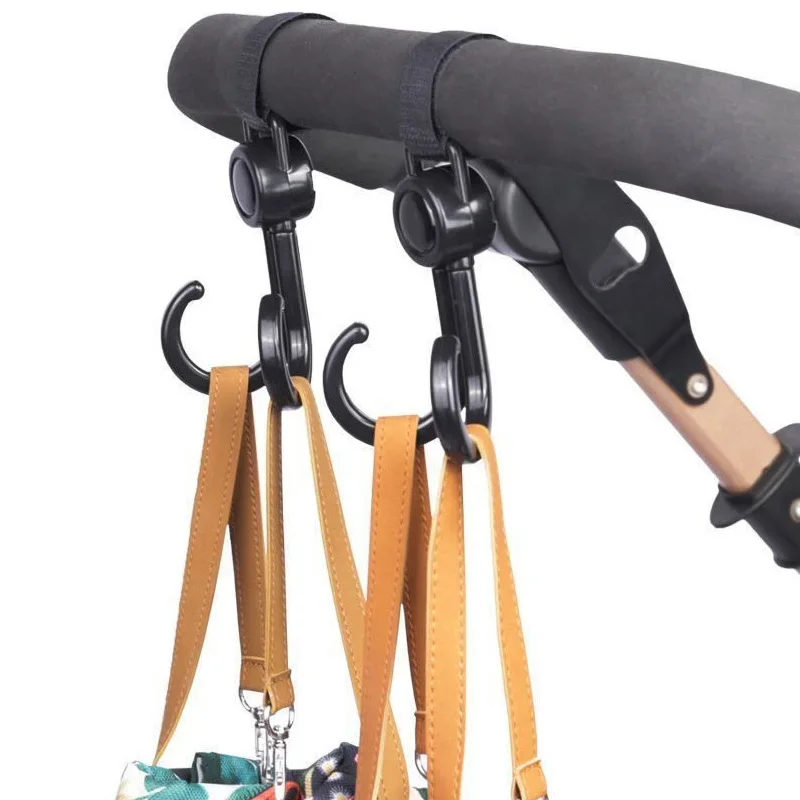Clearance sale Baby Stroller Hook Multi Purpose Pram Hook Baby Stroller Accessory Black Leather Rotatable Stroller Hook 2pc/set