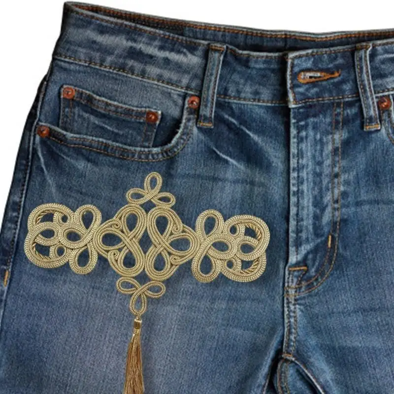 270D Handmade Gold Threads Flower Tassels Chinese Knot Tassels Sewing Charms Tassels for Home and Wedding Celebrations