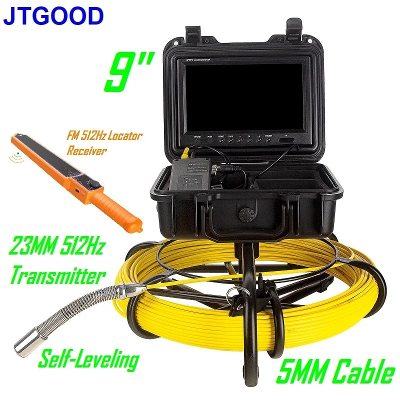 

23mm Sewer Camera DVR Self-Leveling Built-in 512Hz Transmitter Sonde for Pipe Location 9 Inches HD Endoscope Camera Drain Camera