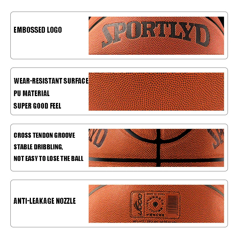 Outdoor basketballen maat 7, stuur basketbalnettas pomp en luchtnaald PU-materiaal cadeau voor jongens en meisjes tieners en volwassenen