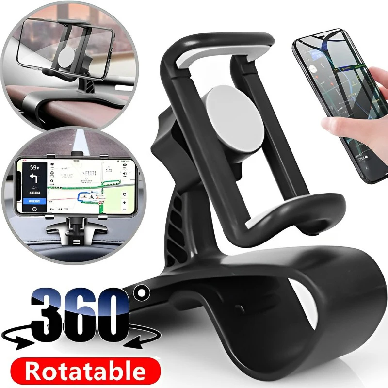 حامل هاتف السيارة العالمي 360 °   حامل لوحة القيادة قابل للدوران مع دعامة ثابتة ذات قبضة تلقائية للهواتف الذكية 2025 جديد