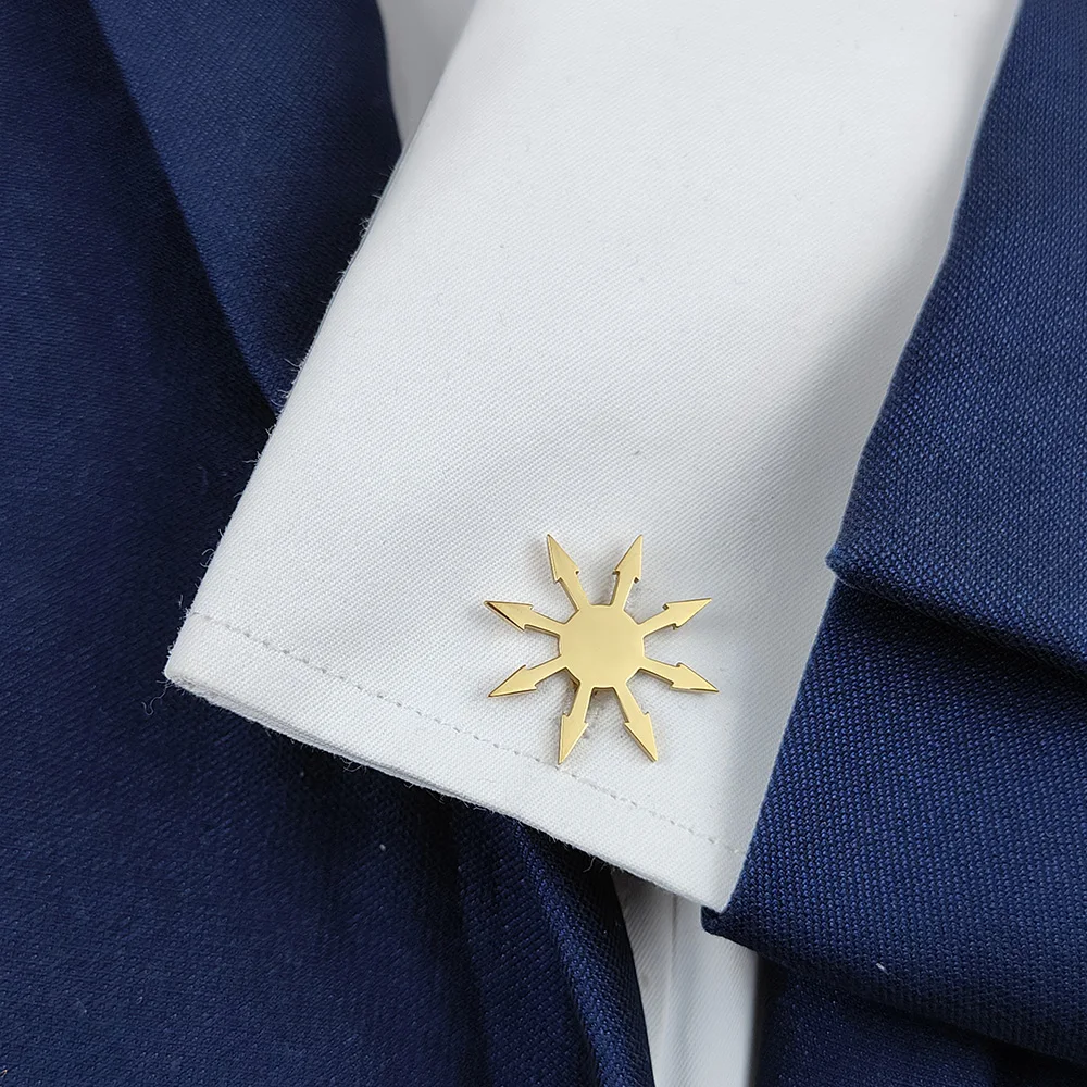 

New Eight-Point Creative Cufflinks, 18K Gold Plated Sleeves, Shirt Button Accessories, Suitable for Men's Daily Banquet