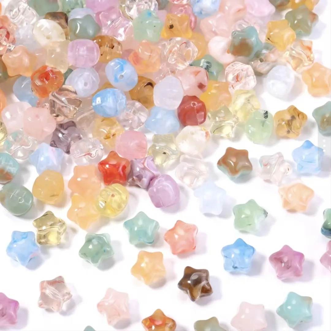 30 Stück Acrylperlen in Farbverlauf, niedliche, dicke Sternform, lose Abstandsperlen für die Schmuckherstellung, DIY-Armband- und Schlüsselanhänger-Zubehör – Detail 3