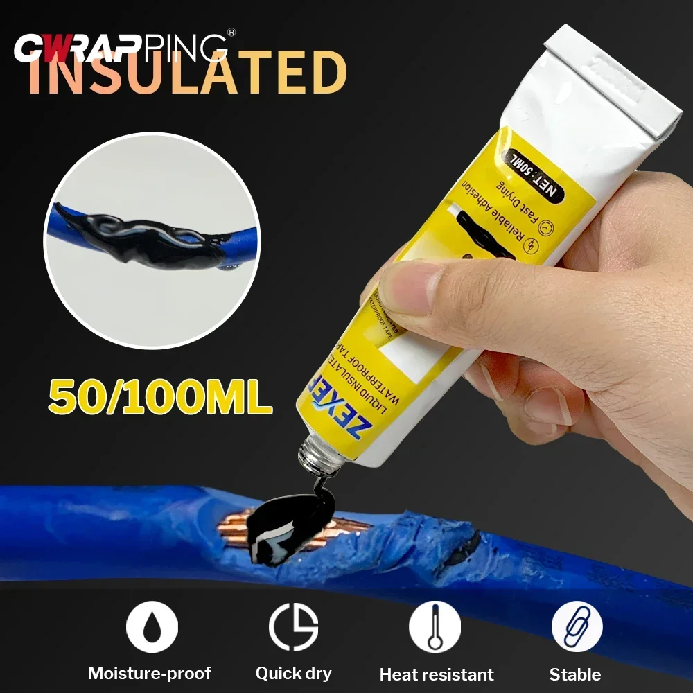 

100ml Waterproof Liquid Electrical Tape Insulation Sealant Fast Drying Anti-UV Electronics Lamp Board Wiring Motorcycle Repair