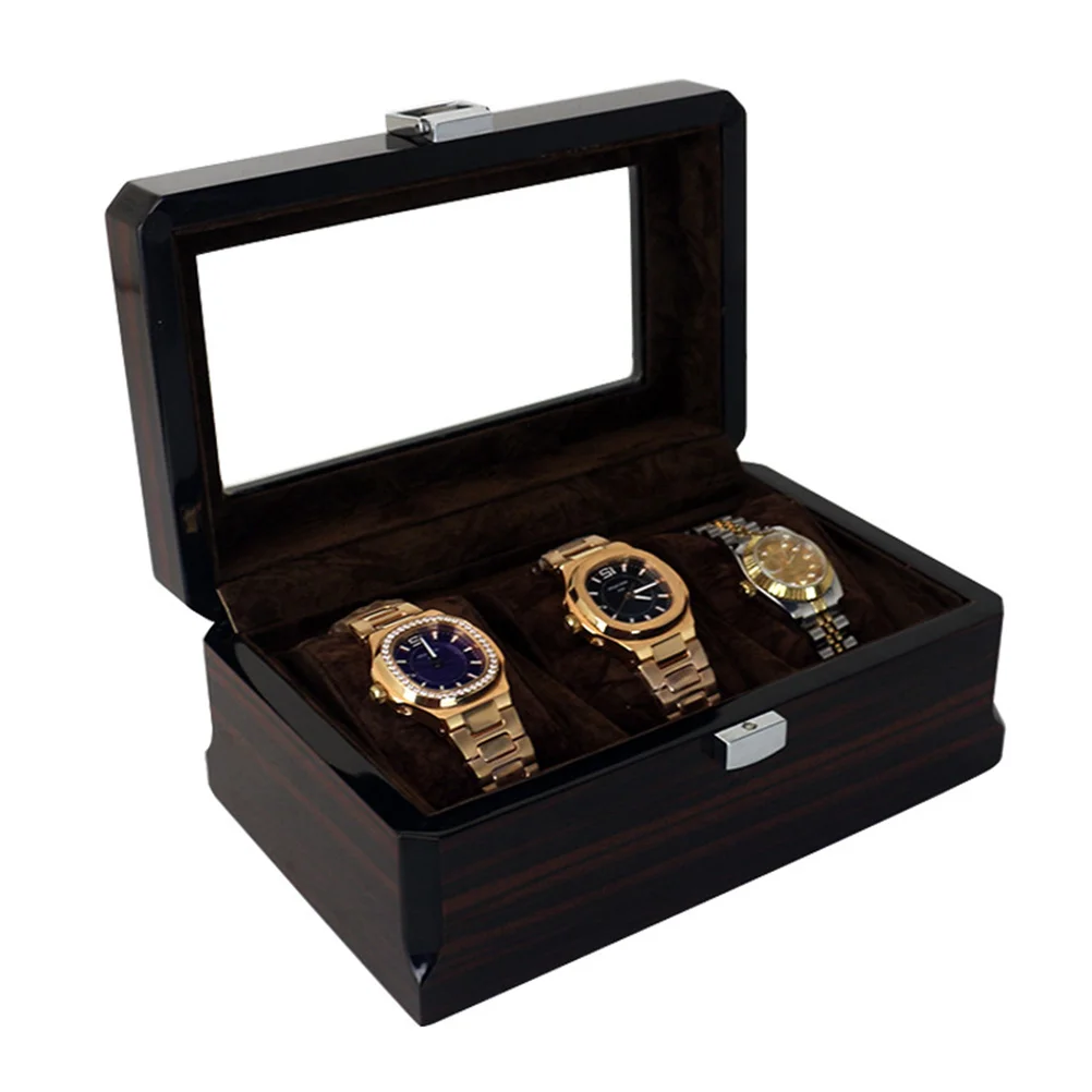 

3 Slots Watch Box Gift Container Watches Case Organizer Display Packing Storage