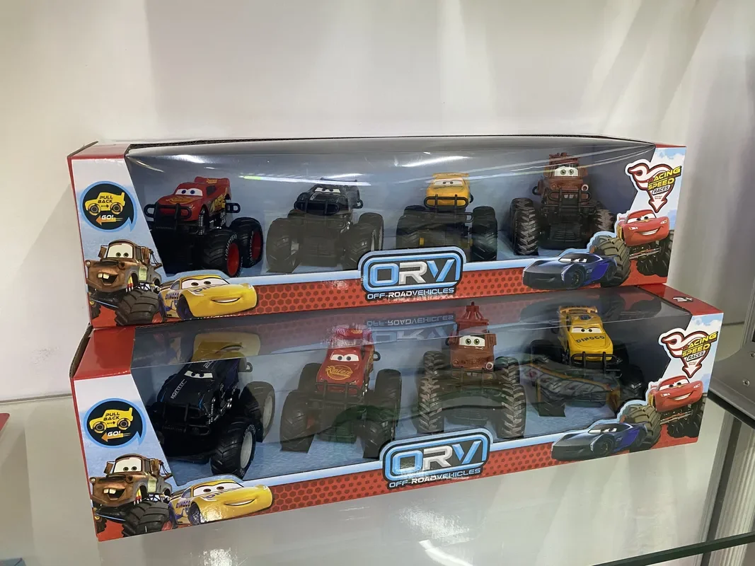 4pcs Disney Pixar Dual Inertia Off-Road Vehicle Cars Pullback Lightning Mcqueen Cars Mater Alloy/Plastic Car Model Set Kids Gift
