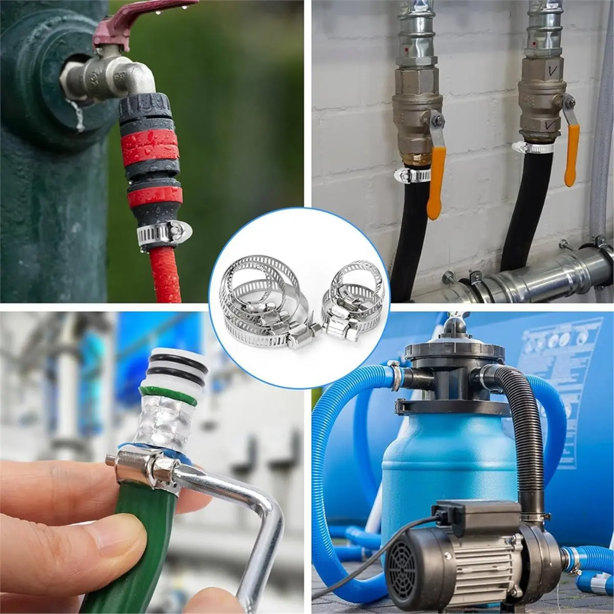 2026 New 101pcs Stainless Steel Hose Clamp Line Hose Spring Wire Clips Clamp for 8-44mm Clips Water Pipe Air Hose Tube Kit