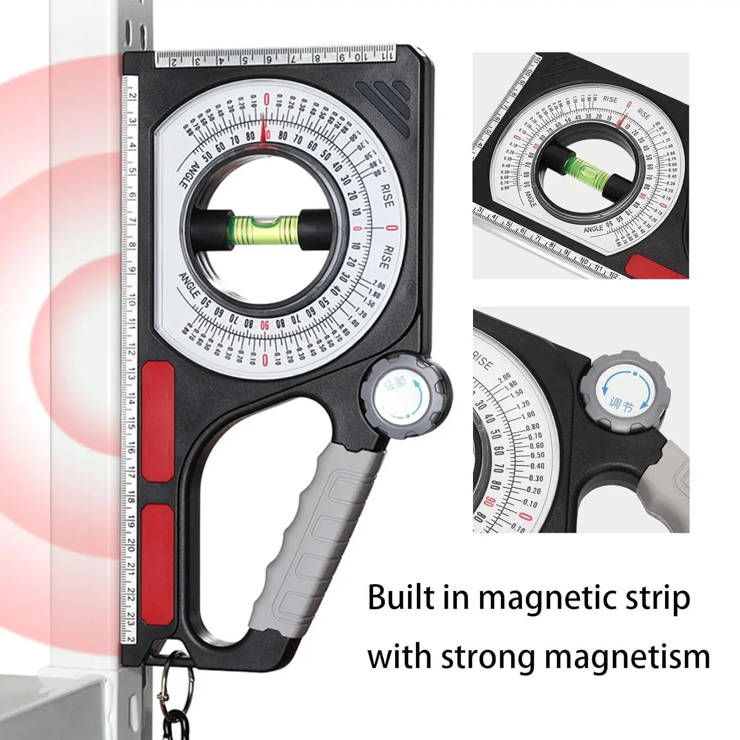 Level Slope Angle Gauge, Digital Level Engineering Slope Level Meter Angle Slope Measuring Tool Multifunction Inclinometer 0-180