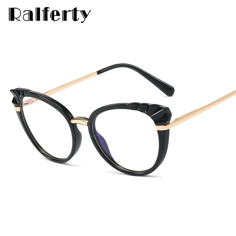 Ralferty Women's Glasses Frames Luxury Brand Designer Cat Eye Glasses Optical Myopia Eyeglasses Frame For Women Oculos De Grau