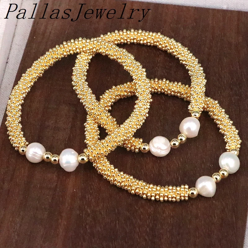 فواصل معدنية كلاسيكية للنساء والرجال ، مجوهرات حبلا بالخرز الزهري المسطح ، سوار مرن ، إكسسوارات الموضة ، هدية ، 5: 8.5 #4