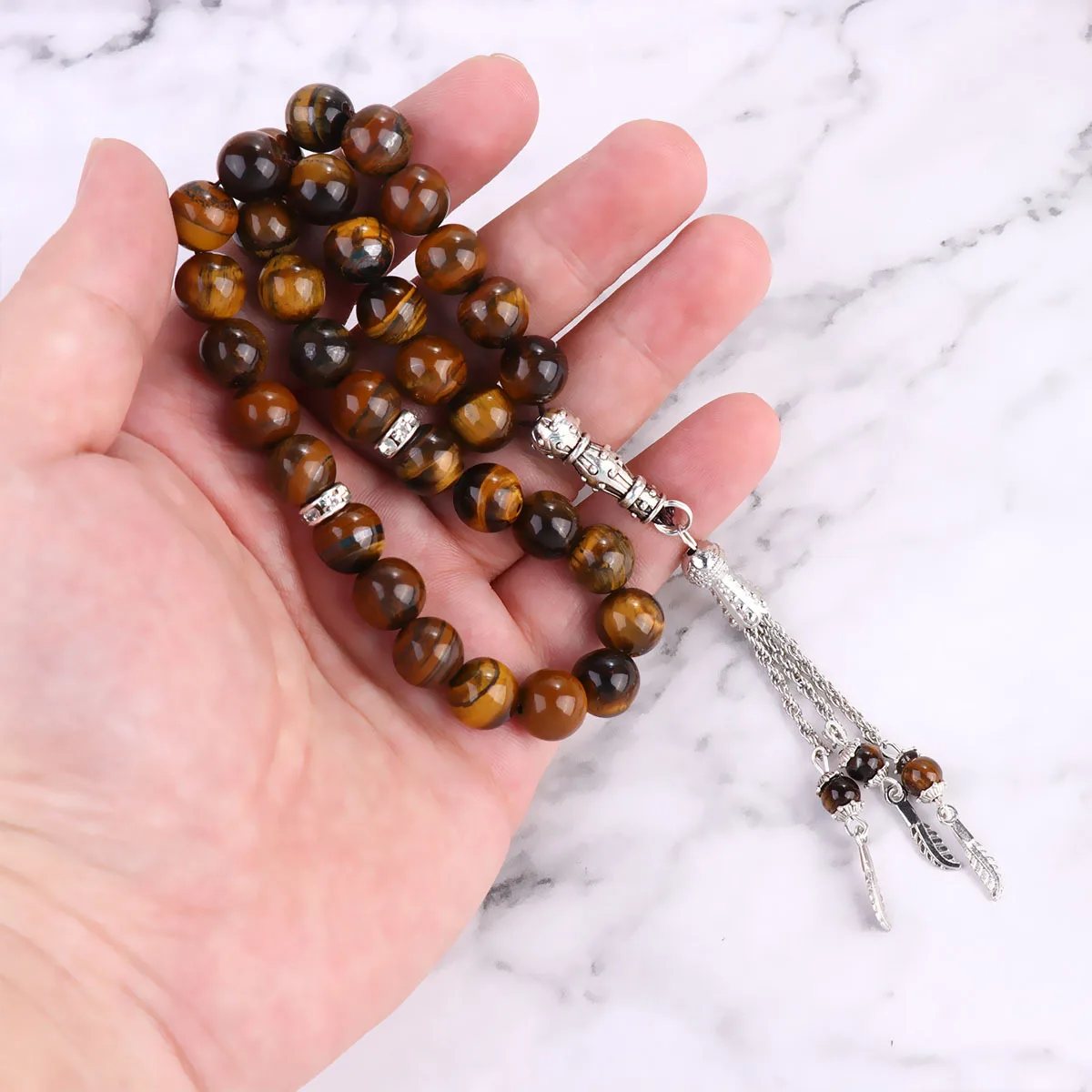 

33Pcs Stone Round Small Beads Bracelet Natural Polished Colorful Agate Beads Alloy Chain Pendant Women Natural Stone