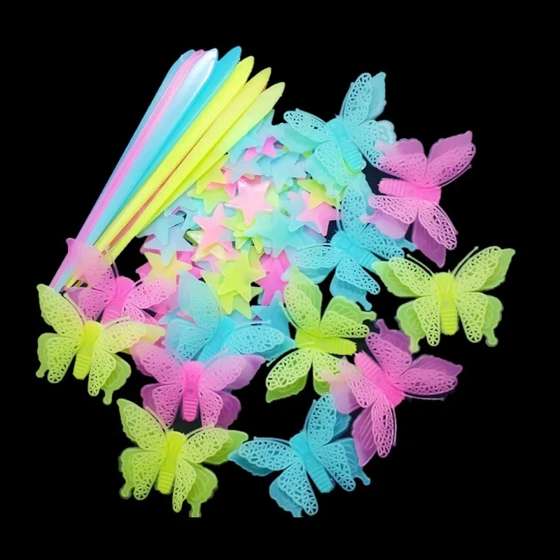 

100PCS/Bag 3CM Glow In The Dark Toys Luminous Star Stickers Bedroom Sofa Fluorescent Painting Toy PVC Stickers For Kids Room