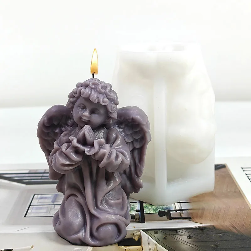 Praying Little Angel Candle Mold Silicone DIY Handmade Aromatherapy Wax Mold European Style Holy Decorative Art Handmade Tool
