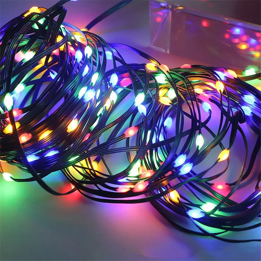 Christmas Decorations 2024, Lighting String 30m 50m 100m Green Wire LED Strip 31V US Plug Remote Control for Garden House Room