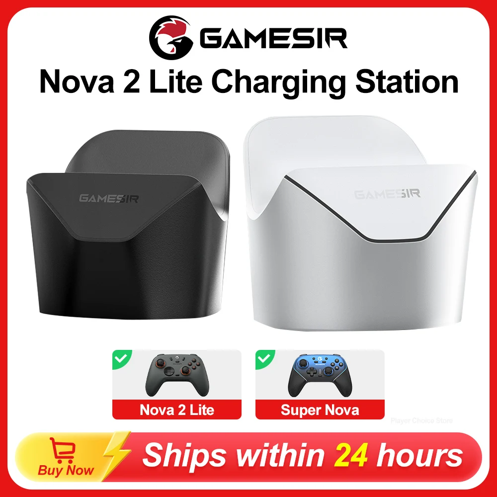 GameSir Charging Station Nova 2 Lite Game Controller Charger Accessories Smart Start-Stop Dual Port Design RGB Light Strip