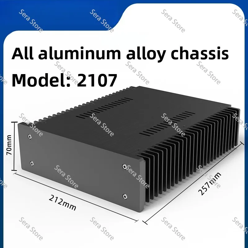 All-Aluminum DIY Audio Chassis Case 2107 with Side Heat Sinks for Amplifier