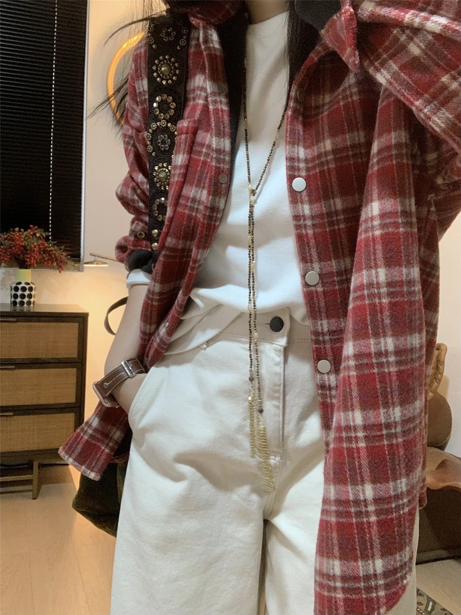 

Cisas Aosphere Thiened Fce Flannel Plaid irt Women's Warmth Outerwear Casual Sle Long Sve Collar