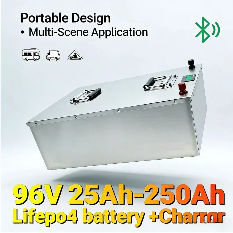 96V LiFePO4 Battery (25Ah-250Ah) | 32S BMS Industrial Power Solution for Electric Cars, Buses, Vans & AGVsReliable LiFePO4 chemi