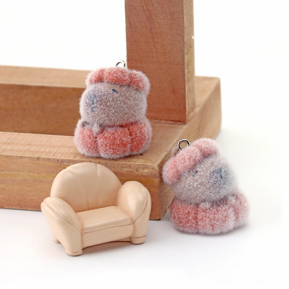

10pcs Flocked Cute Capybara Pendant Can Be Used To Decorate Keychains And Bag Pendants Accessories