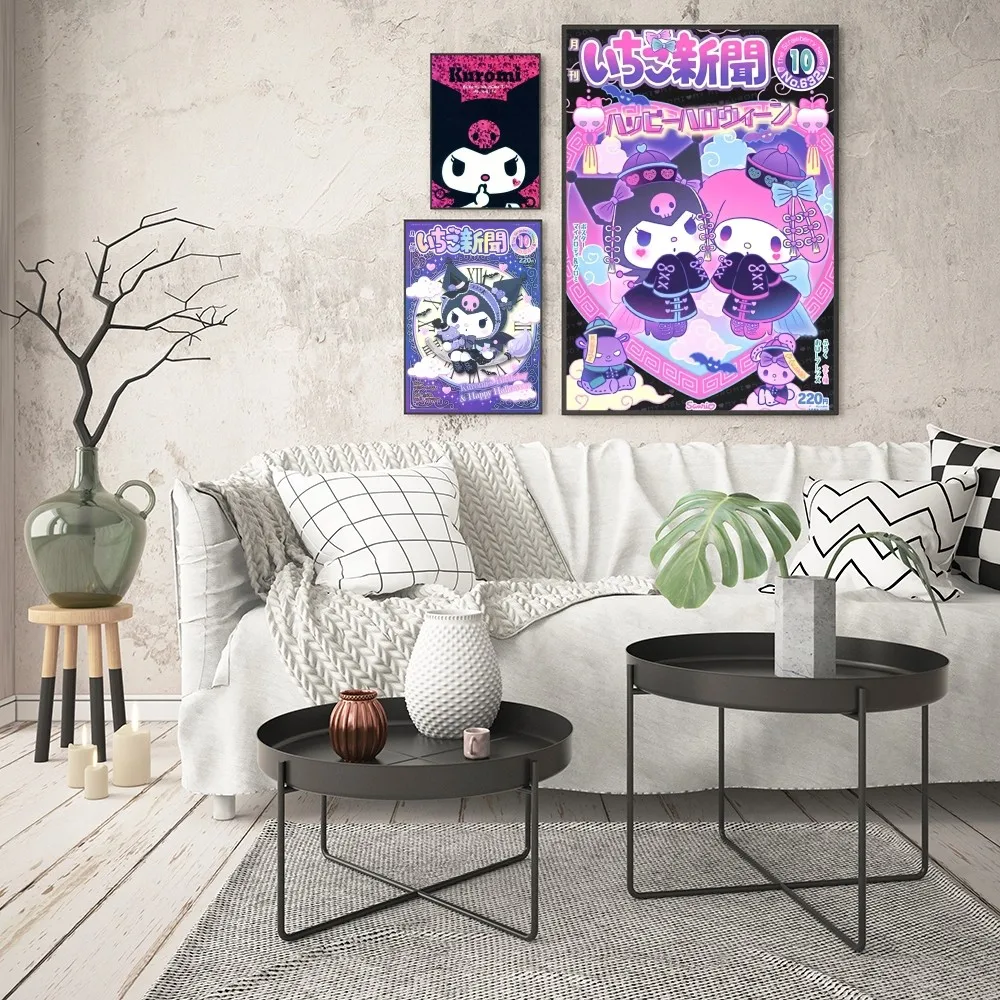 1pc Anime Peripheral Sanrio Kuromi Poster Good Quality Prints Vintage Room Home Bar Cafe Decor Aesthetic Art Wall Painting