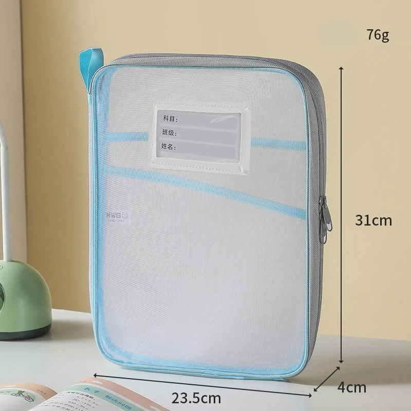 Bolsa A4 de malha de nylon de camada dupla – Bolsa de classificação multiuso para papéis de teste/livros/, para exame e tutoria