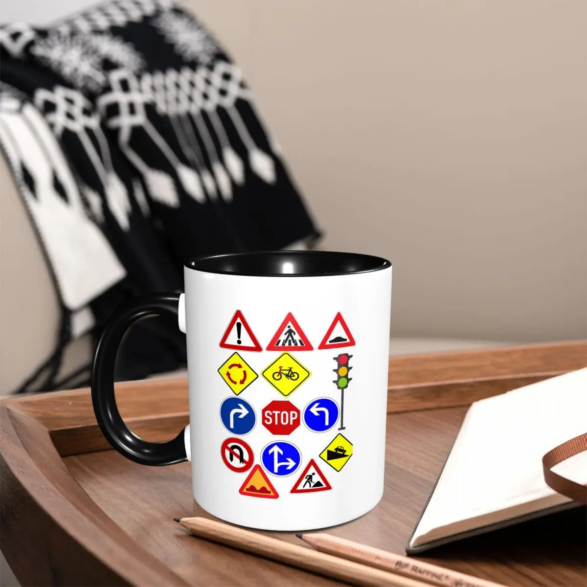 Traffic Signs 1 Mug Funny Ceramic Coffee Cups Tea Mugs Milk Cup Drinkware Gifts for Woman Man