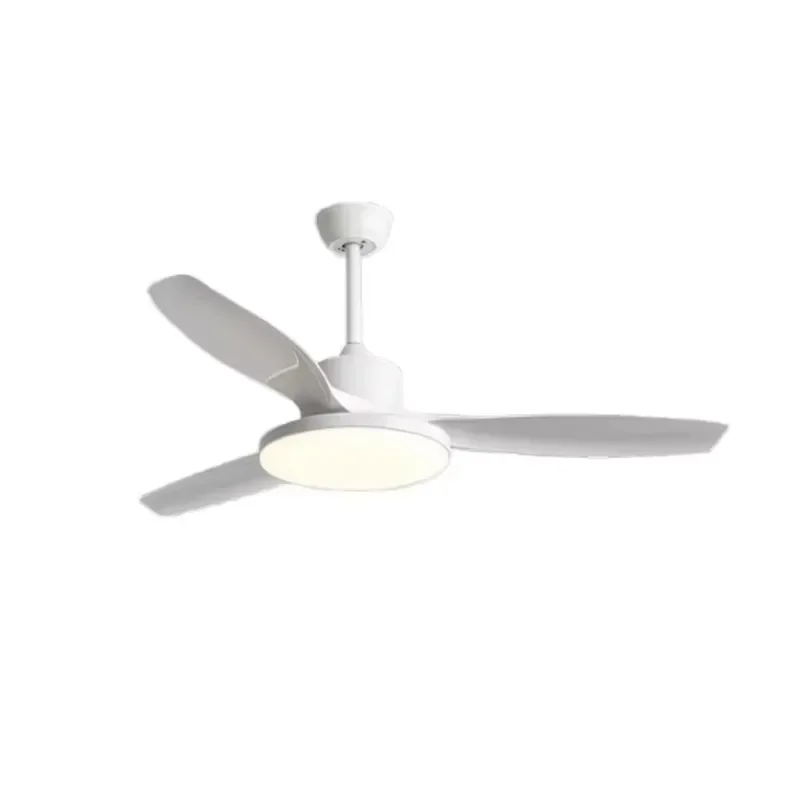 DC Motor Remote Control 6 Speed Retro Ceiling Fan with LED Light White 3 ABS Blades for Home Bedroom Living Room