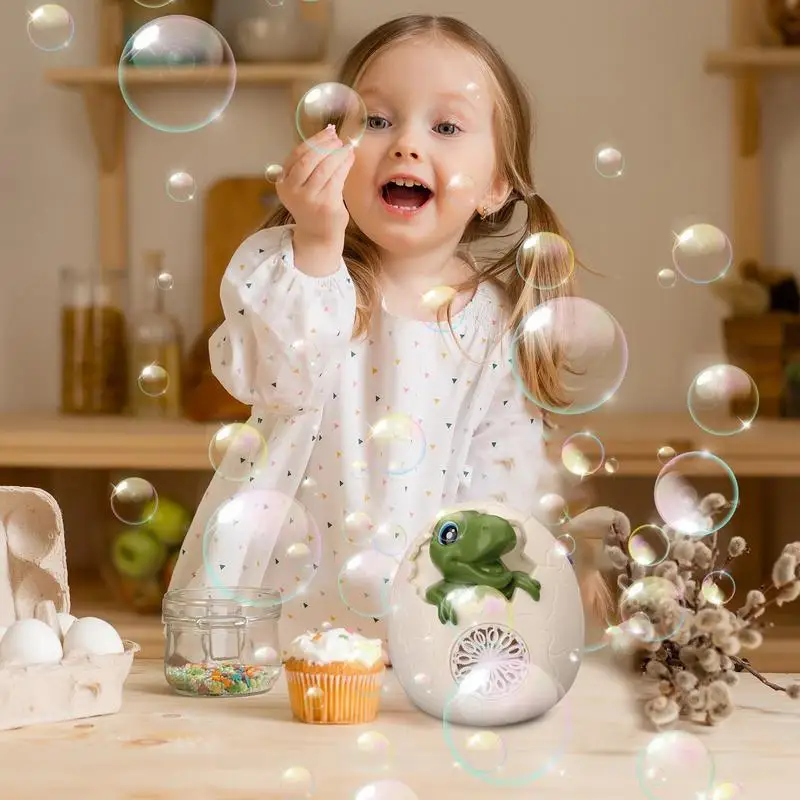 Bubble Blower Light And Sound Dinosaur Shape Bubble Wand Rechargeable Automatic 12-Hole Electric Machine Leak-Proof Design For