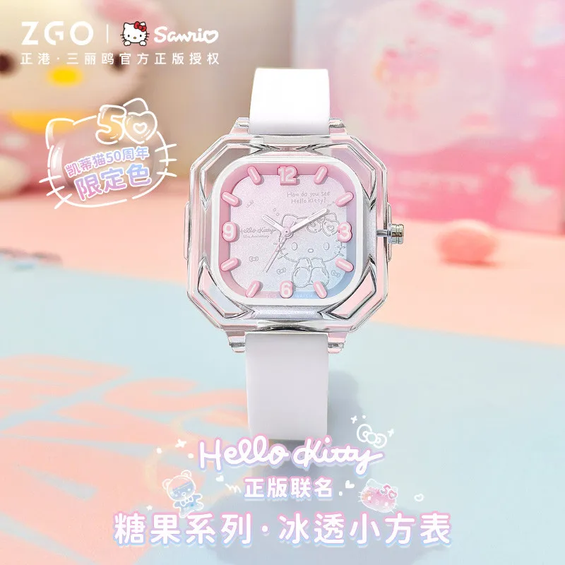 ZGO X Sanrio Hello Kitty 50th Anniversary  Student Watch Jelly Silicon Watch Waterproof Quartz Wristwatch Gift For Women 2198