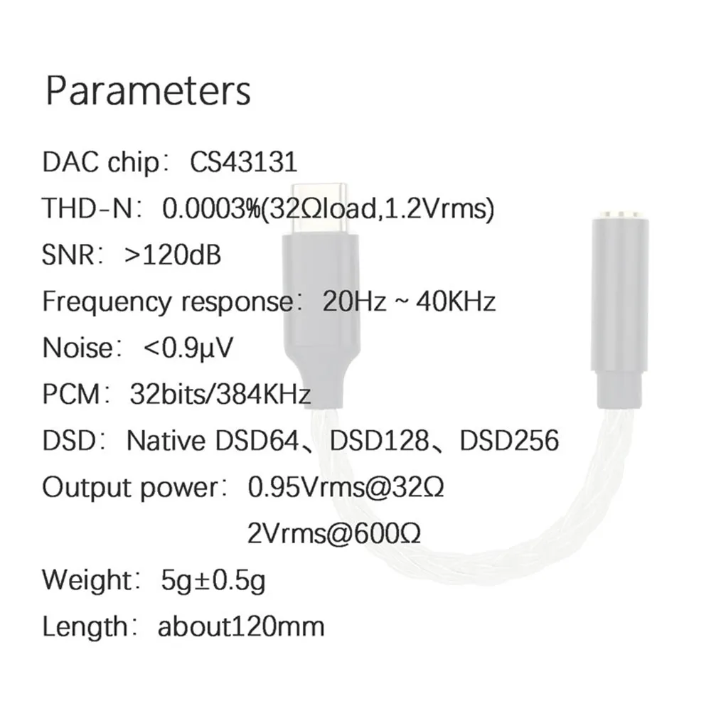 JCALLY JM20ประสิทธิภาพสูง CS43131ตัวถอดรหัส DAC Type-C ถึง3.5มม.หูฟังอะแดปเตอร์สำหรับ Android Windows MacOS