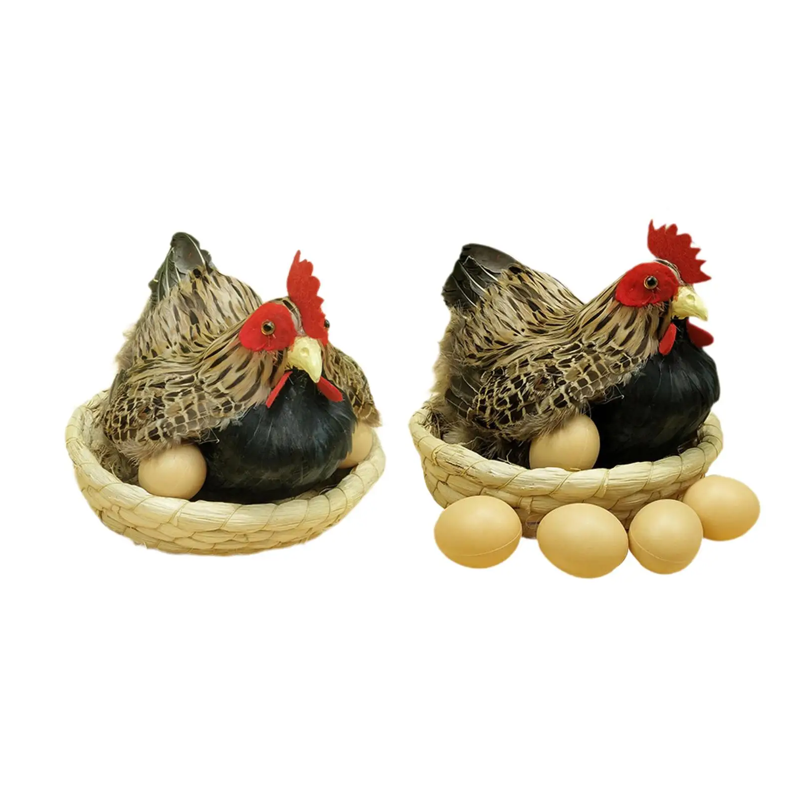 Simulation Hen Model Ornament Artificial Feather Prop for Farm Kitchen Store