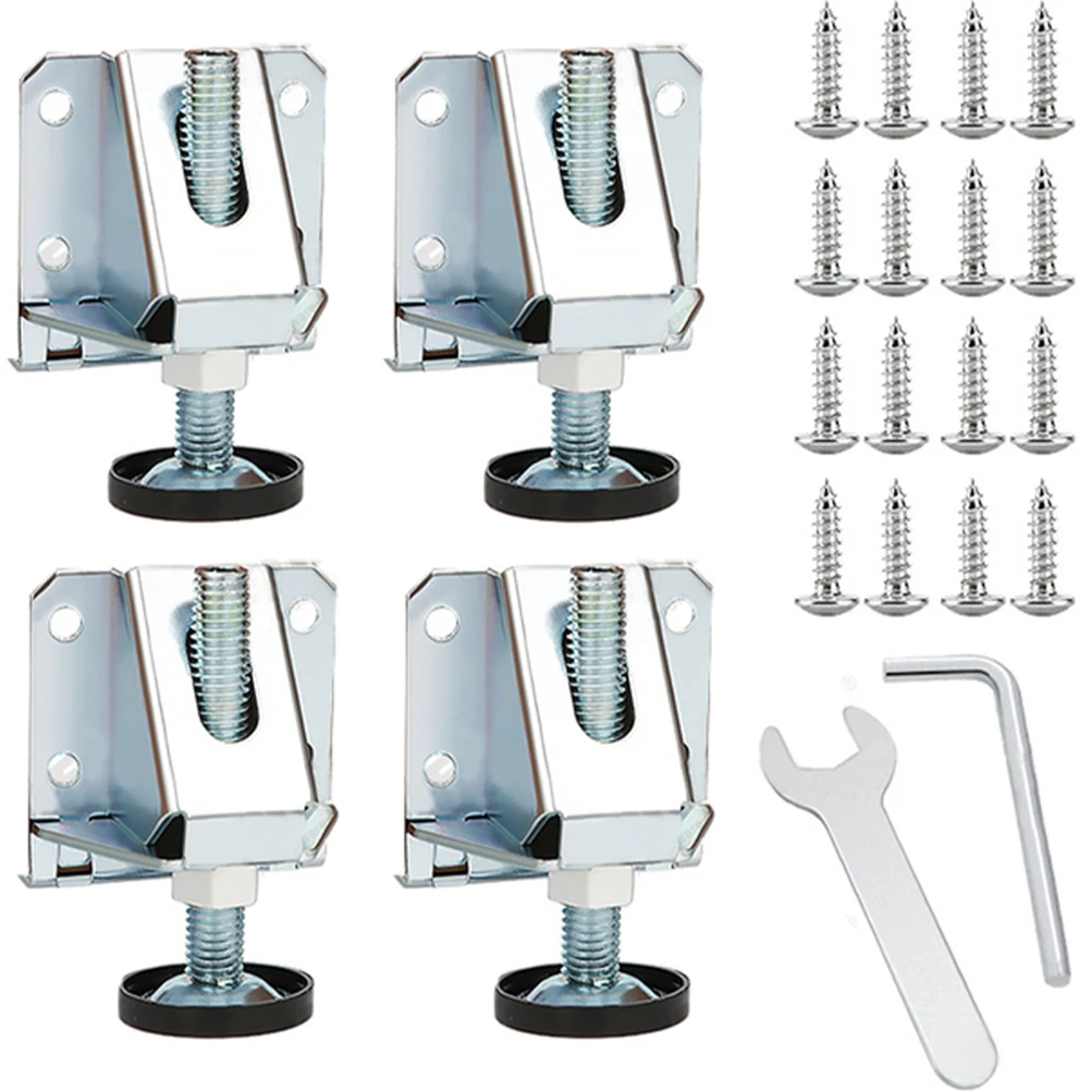 

4pcs Adjustable Furniture Feet Heavy Duty Leveling Legs for Cabinets Wardrobes Benches Bookcases Home Office Use Iron Scratch