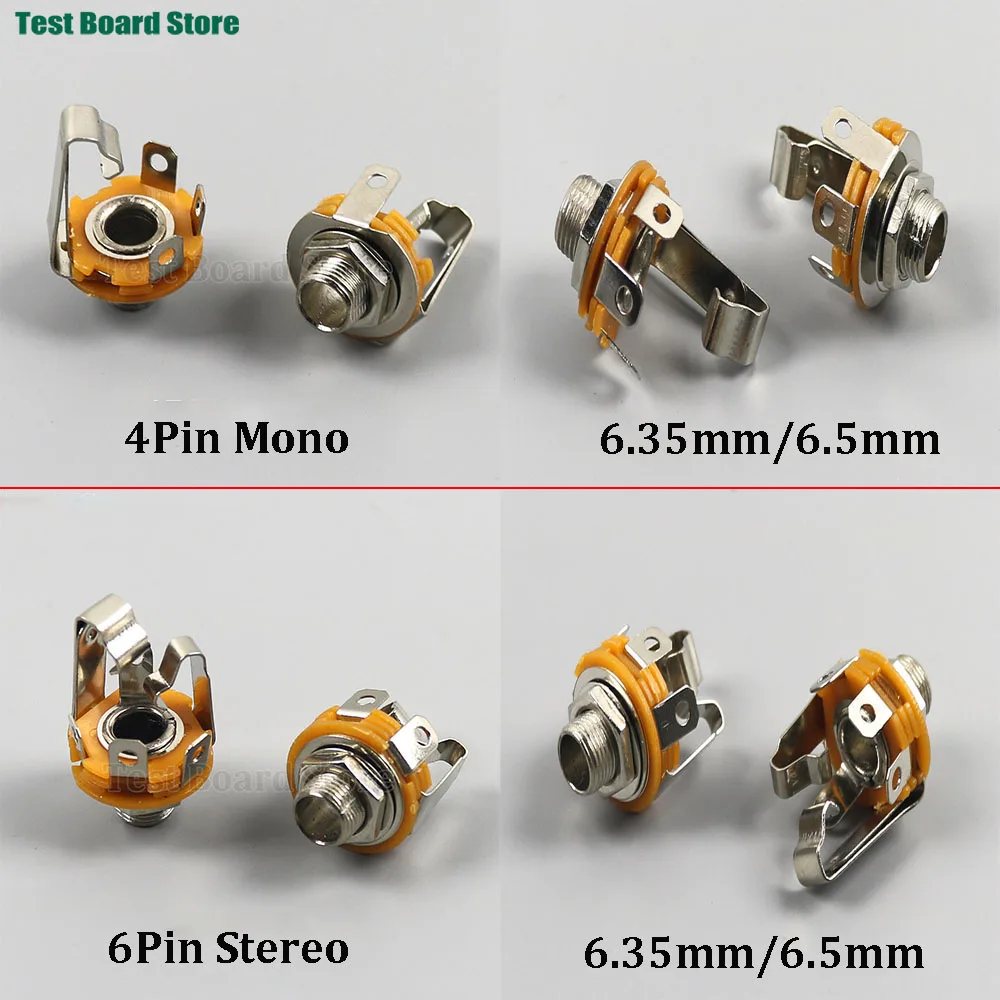 

1/3/5pcs 1/4" 6.35mm Mono stereo 4 6 pin Pole Female Panel Mount power socket Connector 6.5 Audio cable Jack plug Solder Adapter