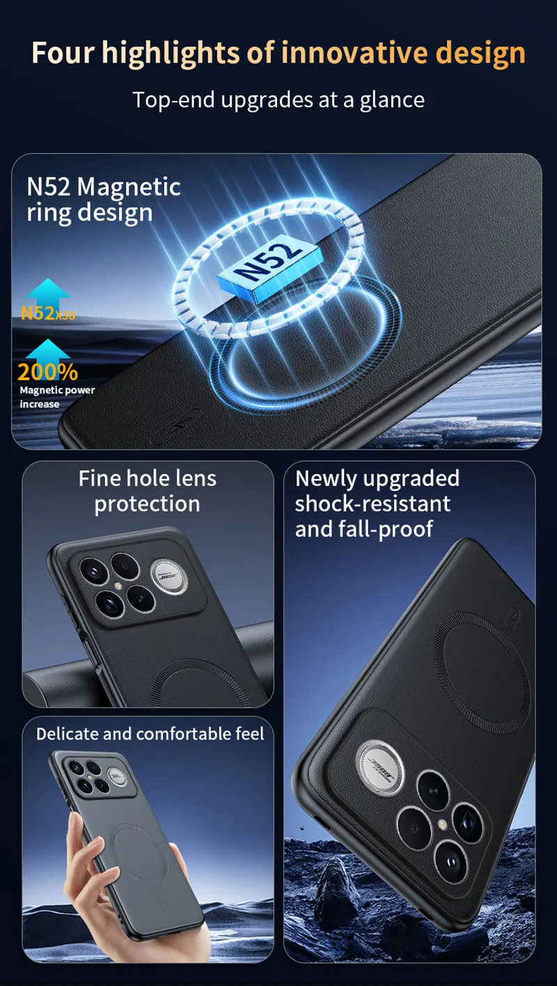 Für Redmi K90 Pro Max Hülle Magnetische Leder-Schutzhülle Für Redmi K90 Pro Max Anti-Fingerabdruck Rutschfest PC+TPU – Detail 6