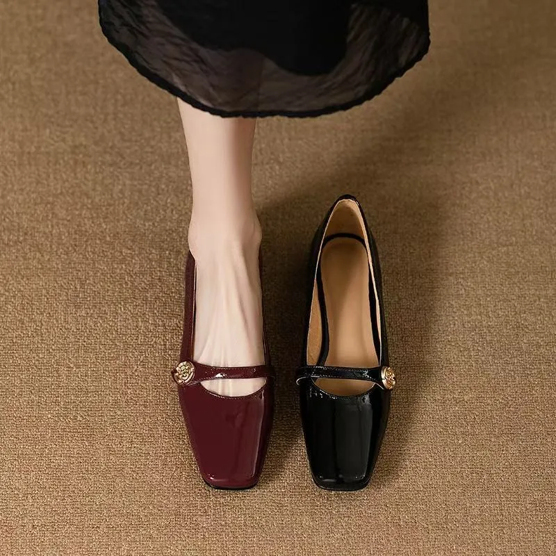 

Женские туфли с неглубоким носком, весна-осень 2021, модельерская женская обувь высокого качества на толстой подошве и квадратном каблуке