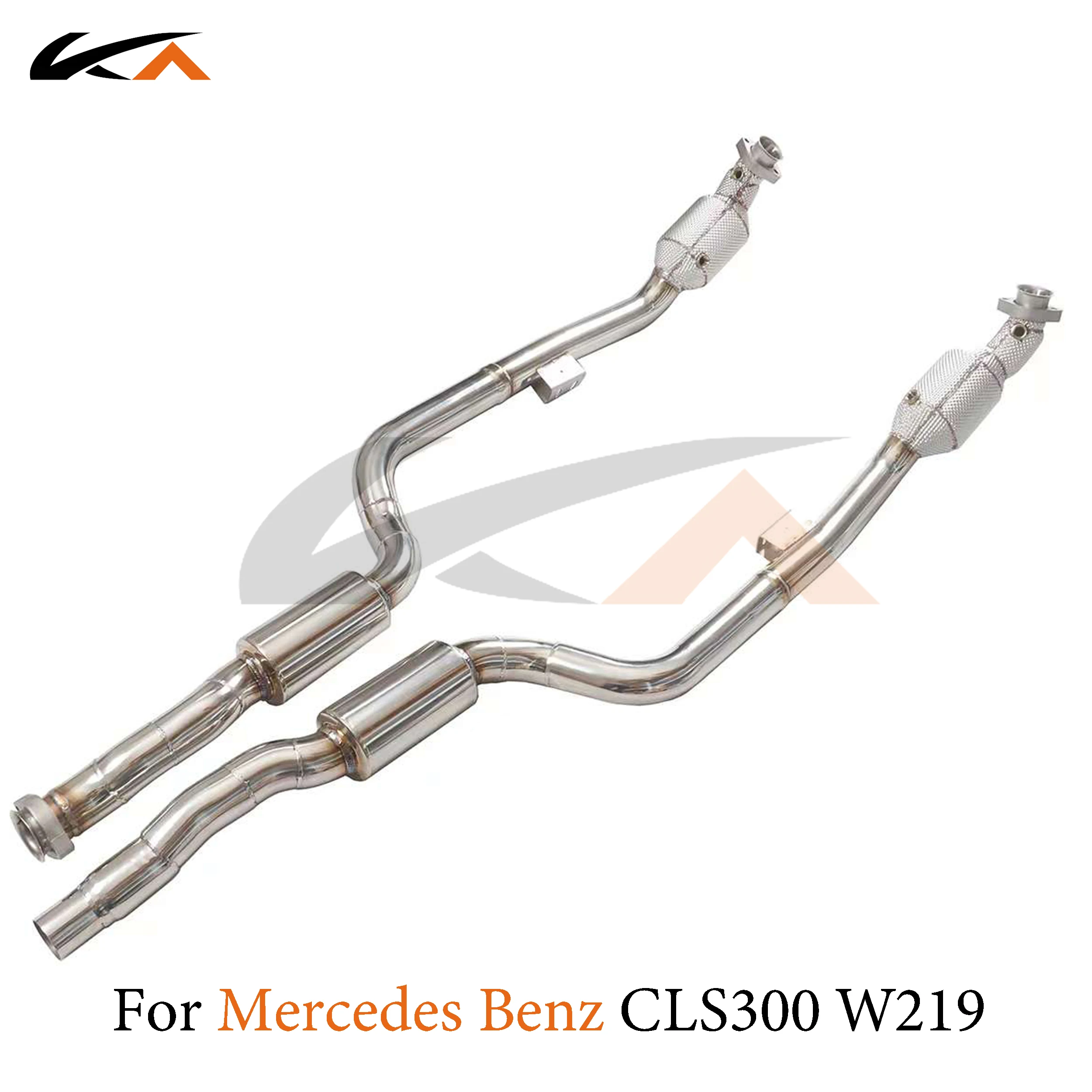 KA Tuning downpipe exhaust stainless steel headers for Mercedes-benz CLS300 W219 3.0L performance parts heat shield catted