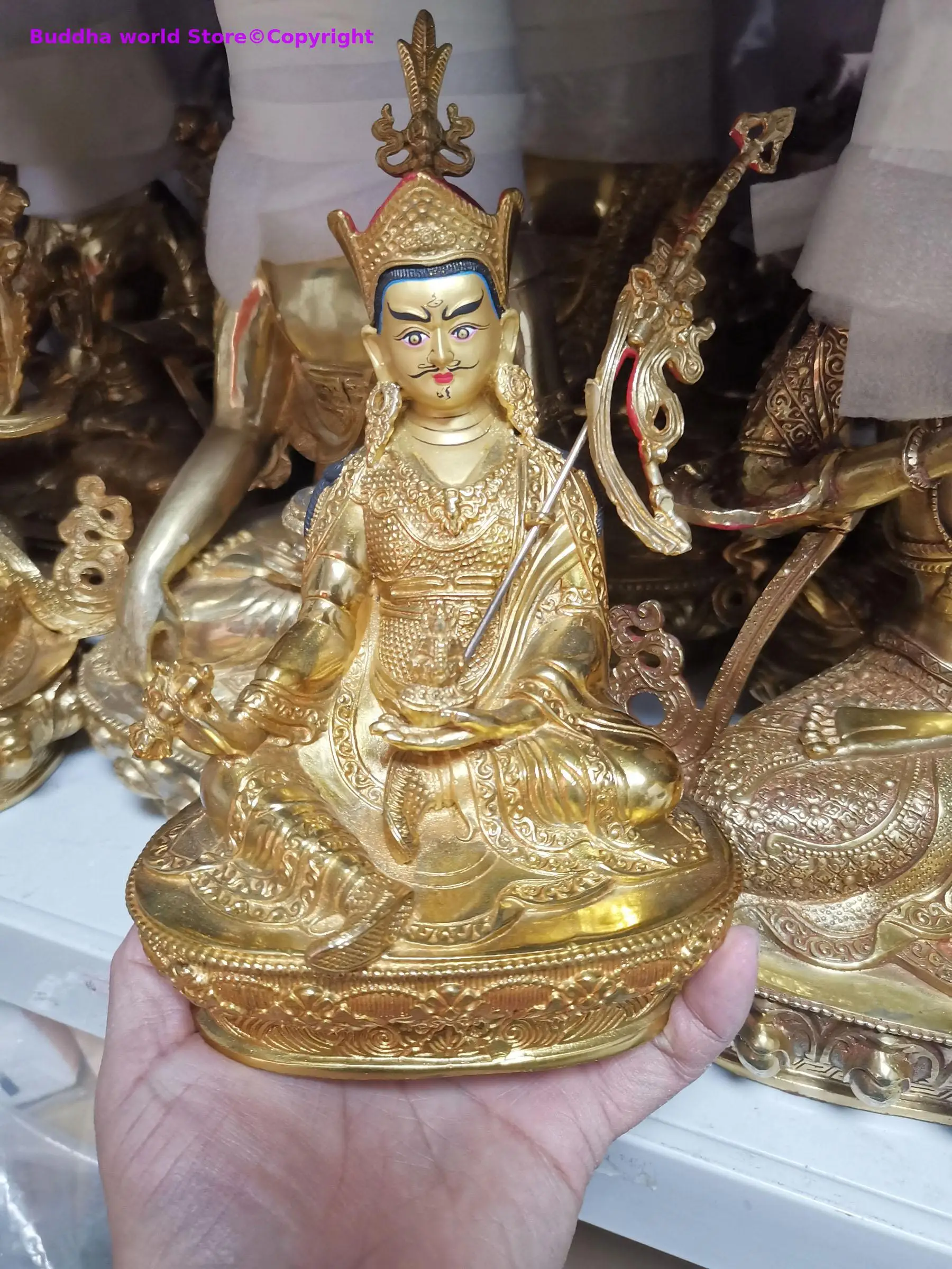 Buddhism Padmasambhava Guru Rinpoche Buddha statue Tibet temple HOME gilded copper Buddha statue bless safe health good luck