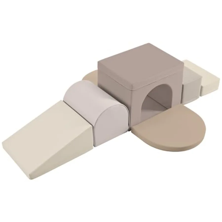 

Набор из 7 мягких поролоновых блоков для лазания для малышей от 1 года, безопасное оборудование для игр в помещении, легко моется, игровой комплекс для лазания и ползания в коробке